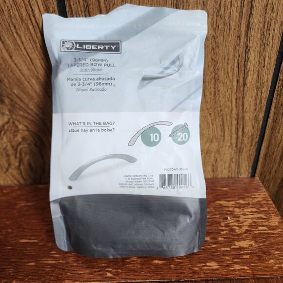 Liberty Tapered Bow Pull-Satin Nickel 3 3/4in-10 pack - Picture 2 of 7